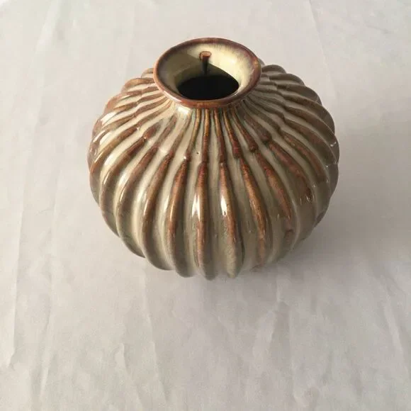 Brown Beige Round vase - Picture 1 of 4